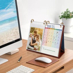 ZEEYUAN Photo Calendrier de bureau 2026-2027 Album photo de bureau de 10x15cm à glisser pour 40 photos