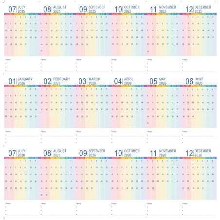 ZEEYUAN Feuilles complémentaires pour calendrier 7.2025 à 12.2026 - Pages de calendrier de table