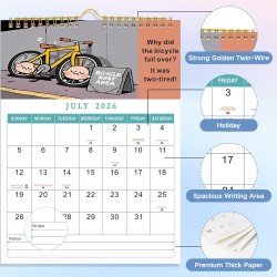 ZEEYUAN Calendrier Mural 2026 amusant avec des phrases amusantes Calendrier Mensuel A4 couvrant toute l'année de janvier à décem