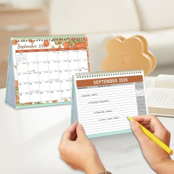 ZEEYUAN Calendrier de bureau 2026-2027 à rabat debout avec blocs-notes mensuels 24 mois