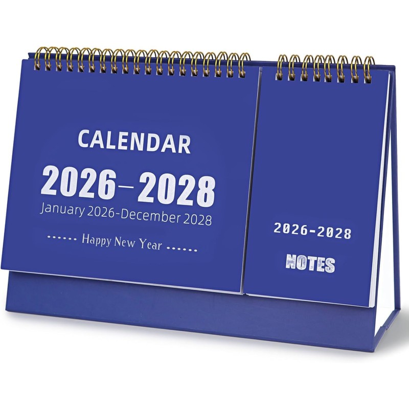 ZEEYUAN Calendrier de bureau mensuel 2026-2028 de janvier 2026 à décembre 2028, calendrier à rabat sur 36 mois avec papier épais