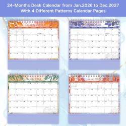ZEEYUAN Calendrier de Bureau 2026-2027 Calendrier familial avec calendrier annuel Calendrier mensuel de 24 mois du 1er janvier à