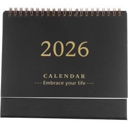 NUOBESTY Mini Calendrier 2026 De Bureau Noir Avec Support Debout Papier ÉPais Pour Maison Bureau Et ÉCole Planificateur Mensuel 