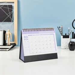 NUOBESTY Mini Calendrier 2026 De Bureau Noir Avec Support Debout Papier ÉPais Pour Maison Bureau Et ÉCole Planificateur Mensuel 