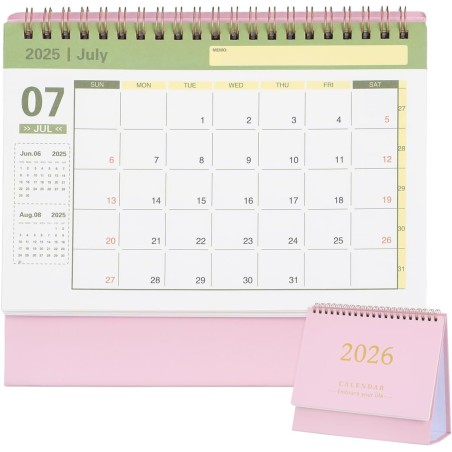 NUOBESTY Calendrier 2026 Rose Bureau Organiseur De Bureau Minimaliste Avec Support Calendrier De Table Pratique Pour Maison Et P