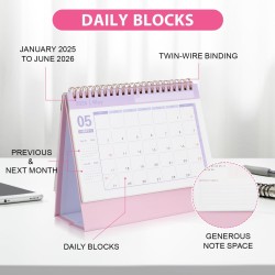 NUOBESTY Calendrier 2026 Rose Bureau Organiseur De Bureau Minimaliste Avec Support Calendrier De Table Pratique Pour Maison Et P