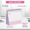 NUOBESTY Calendrier 2026 Rose Bureau Organiseur De Bureau Minimaliste Avec Support Calendrier De Table Pratique Pour Maison Et P