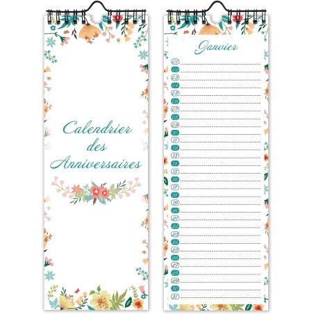 Calendrier des anniversaires,calendrier perpétuel anniversaire-calendrier pour enfant,bureau, famille (light vert)