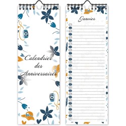 Calendrier perpetuel anniversaire mural francais pour famille, bureau, enfant (bleu)