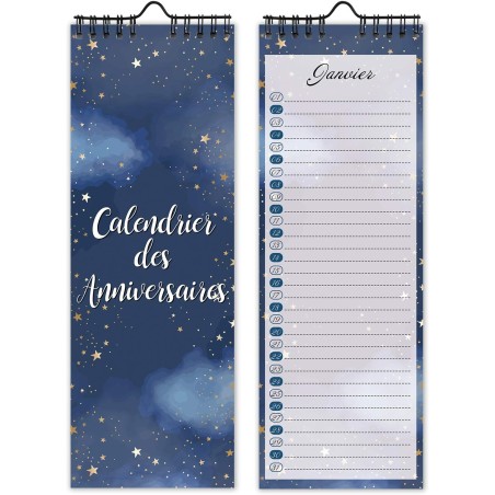 Calendrier Perpetuel Anniversaire Mural Francais pour Famille, Bureau, Enfant (Starry)