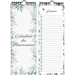 Calendrier Perpetuel Anniversaire Mural Francais pour Famille, Bureau, Enfant (Vert)