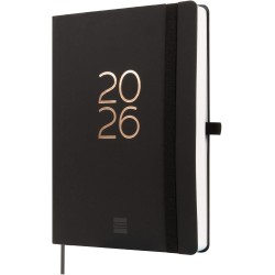 Finocam – Agenda 2026 1 Jour par page | Janvier – Décembre (12 mois) | Agenda A5 avec élastique et signet en ruban tissé | Couve