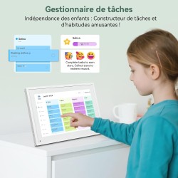 P10 WIFI Calendrier Numérique pour Famille et conférences - Cadre Photo Numérique, 10.1'' Calendrier Alzheimer, Sync Horaires & 