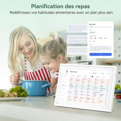 P10 WIFI Calendrier Numérique pour Famille et conférences - Cadre Photo Numérique, 10.1'' Calendrier Alzheimer, Sync Horaires & 