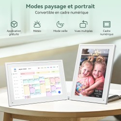P10 WIFI Calendrier Numérique pour Famille et conférences - Cadre Photo Numérique, 10.1'' Calendrier Alzheimer, Sync Horaires & 