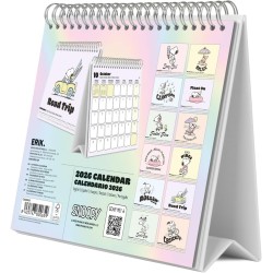 Grupo Erik - Calendrier de Bureau 2026 Snoopy | Calendrier Mensuel 17x20cm - De Janvier à Décembre 2026