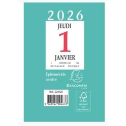 EXACOMPTA - 32102E - 1 Bloc Ephéméride Neutre Autocollant à Effeuiller (Sans Plaque) - Format 6.5 x 9.7 cm - Janvier 2026 à Déce