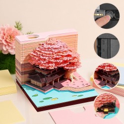 Calendrier de bureau 2026 3D avec lumière LED - Bricolage de papier - Décoration de bureau à faire soi-même - Pour cadeau de Noë