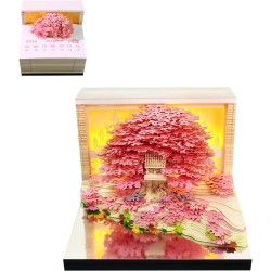 Calendrier de bureau 2026 3D avec lumière LED - Bricolage de papier - Décoration de bureau - Pour cadeau de Noël, décoration de 