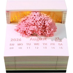 Calendrier de bureau 2026 3D avec lumière LED - Bricolage de papier - Décoration de bureau - Pour cadeau de Noël, décoration de 