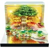 Calendrier de bureau 2026 3D avec lumière LED - Décoration de bureau - Décoration de bureau - Motif île aux fleurs - Vert