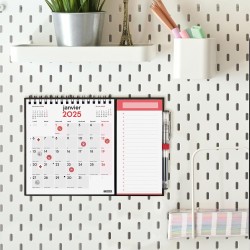 Finocam – Calendrier Neutre avec Aimant pour écrire 2025 1 mois par page Janvier 2025 – Décembre 2025 (12 mois) Français