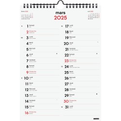 Finocam – Calendrier Neutre Mural pour écrire Deux colonnes 2025 1 mois par page Janvier 2025 – Décembre 2025 (12 mois) Français