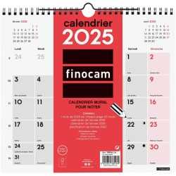 Finocam – Calendrier Neutre Mural pour écrire 2025 1 mois par page Janvier 2025 – Décembre 2025 (12 mois) Français