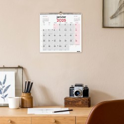 Finocam – Calendrier Neutre Mural pour écrire 2025 1 mois par page Janvier 2025 – Décembre 2025 (12 mois) Français