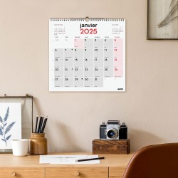 Finocam – Calendrier Neutre Mural pour écrire 2025 1 mois par page Janvier 2025 – Décembre 2025 (12 mois) Français