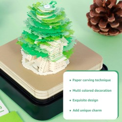 Calendrier 3D 2025 à arracher - Calendrier de bureau 365 jours avec lumières et socle - Utilisez des sculptures en papier d'art 