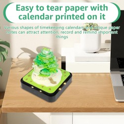 Calendrier 3D 2025 à arracher - Calendrier de bureau 365 jours avec lumières et socle - Utilisez des sculptures en papier d'art 