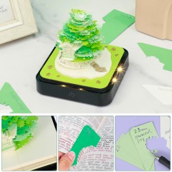 Calendrier 3D 2025 à arracher - Calendrier de bureau 365 jours avec lumières et socle - Utilisez des sculptures en papier d'art 