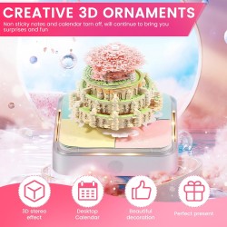 Calendrier 3D 2026 - Calendrier de bureau 365 jours avec lumières et socle - Utilisez des sculptures en papier d'art - Calendrie