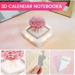 Calendrier 3D 2026 - Calendrier de bureau 365 jours avec lumières et socle - Utilisez des sculptures en papier d'art - Calendrie