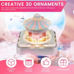 Calendrier 3D 2026 - Calendrier de bureau 365 jours avec lumières et socle - Utilisez des sculptures en papier d'art - Calendrie