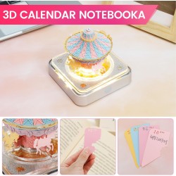 Calendrier 3D 2026 - Calendrier de bureau 365 jours avec lumières et socle - Utilisez des sculptures en papier d'art - Calendrie