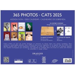 DRAEGER PARIS - Coffret éphéméride Agenda Yvon 2025-7 langues - 365 feuillets et socle en bambou réutilisable - 1 photo pour cha