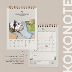 Kokonote - Calendrier de Bureau 2026 Self Care Club | Calendrier Mensuel 15x20cm - De Janvier à Décembre 2026