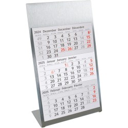 Timr Calendrier de table Timr en acier inoxydable à poser I pour 2 ans 2026/2027 I Bloc calendrier 3 mois magnétique I multiling