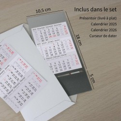 Timr Calendrier de table Timr en acier inoxydable à poser I pour 2 ans 2026/2027 I Bloc calendrier 3 mois magnétique I multiling