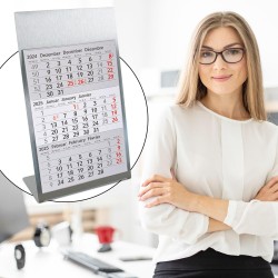 Timr Calendrier de table Timr en acier inoxydable à poser I pour 2 ans 2026/2027 I Bloc calendrier 3 mois magnétique I multiling
