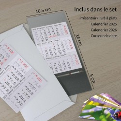 Calendrier de table Timr en acier inoxydable à poser I Motif abeilles I pour 2 ans 2026/2027 I Format portrait 105 x 230 mm I Vu