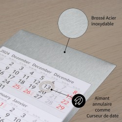 Calendrier de table Timr en acier inoxydable à poser I Motif abeilles I pour 2 ans 2026/2027 I Format portrait 105 x 230 mm I Vu