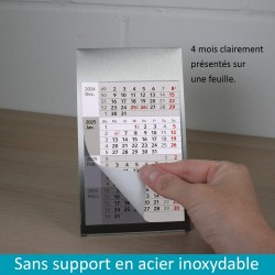 Timr Calendrier de remplacement 4 mois 2026 et 2027 I Magnétique I Pour calendrier de bureau en acier inoxydable brossé I Idée c
