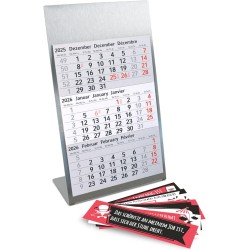 Calendrier de table Timr en acier inoxydable à poser I Citations de bureau I pour 2 ans 2026/2027 I Bloc calendrier 3 mois avec 