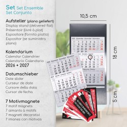 Calendrier de table Timr en acier inoxydable à poser I Citations de bureau I pour 2 ans 2026/2027 I Bloc calendrier 3 mois avec 
