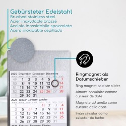 Calendrier de table Timr en acier inoxydable à poser I Citations de bureau I pour 2 ans 2026/2027 I Bloc calendrier 3 mois avec 