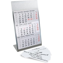 Calendrier de table Timr en acier inoxydable à poser I Mindset I pour 2 ans 2026/2027 I Bloc calendrier 3 mois avec aimant I Mul