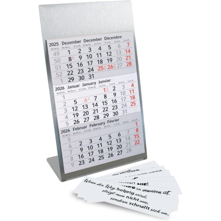 Calendrier de table Timr en acier inoxydable à poser I Mindset I pour 2 ans 2026/2027 I Bloc calendrier 3 mois avec aimant I Mul